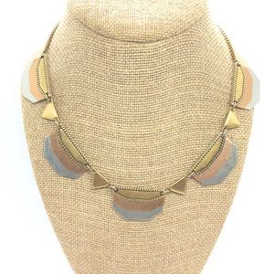 MADEWELL TRICOLOR METAL NECKLACE GOLD COPPER SILVER TONE GEOMETRIC COLLAR